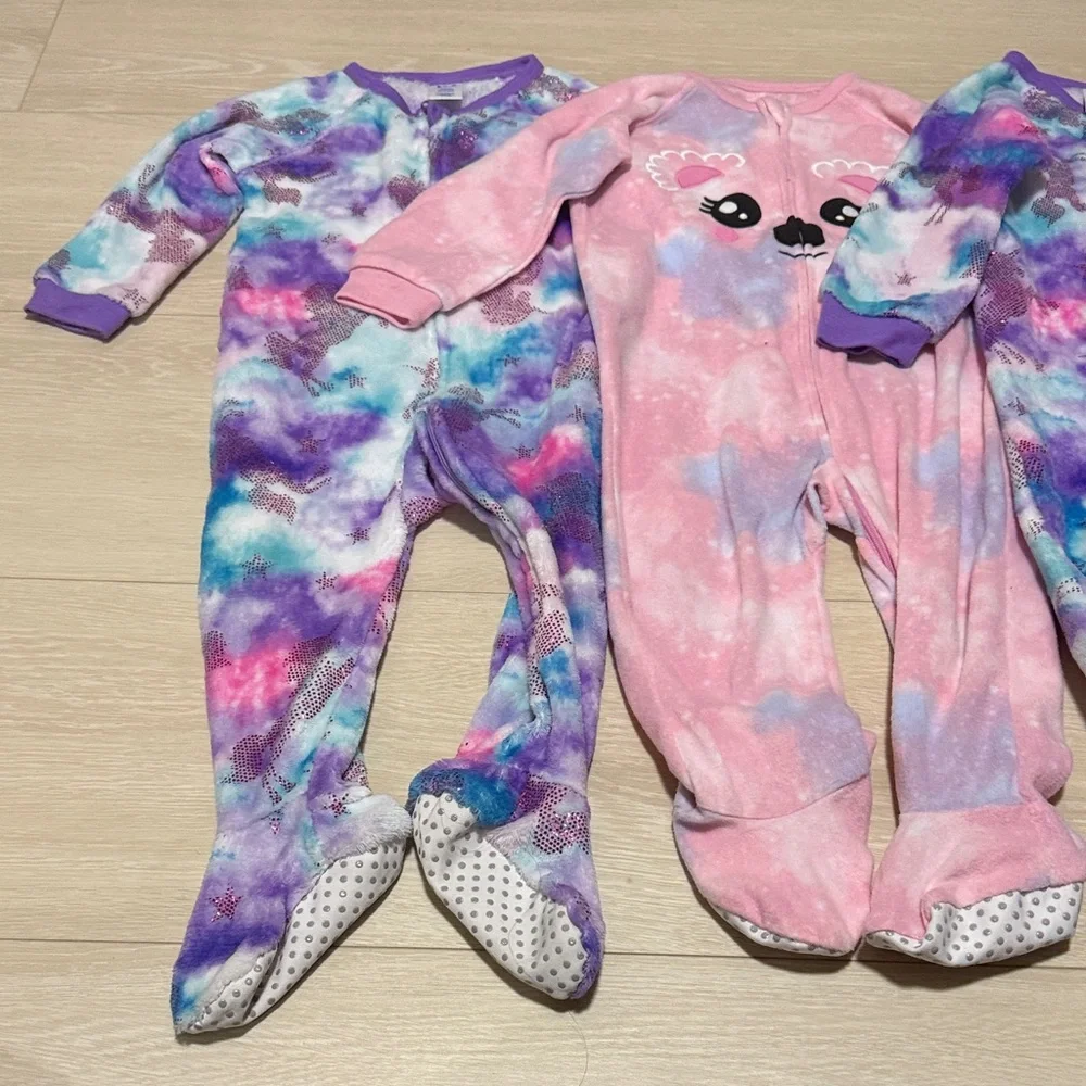 ✨ Colorful Tie-Dye and Pink Kids Footies Set of 3